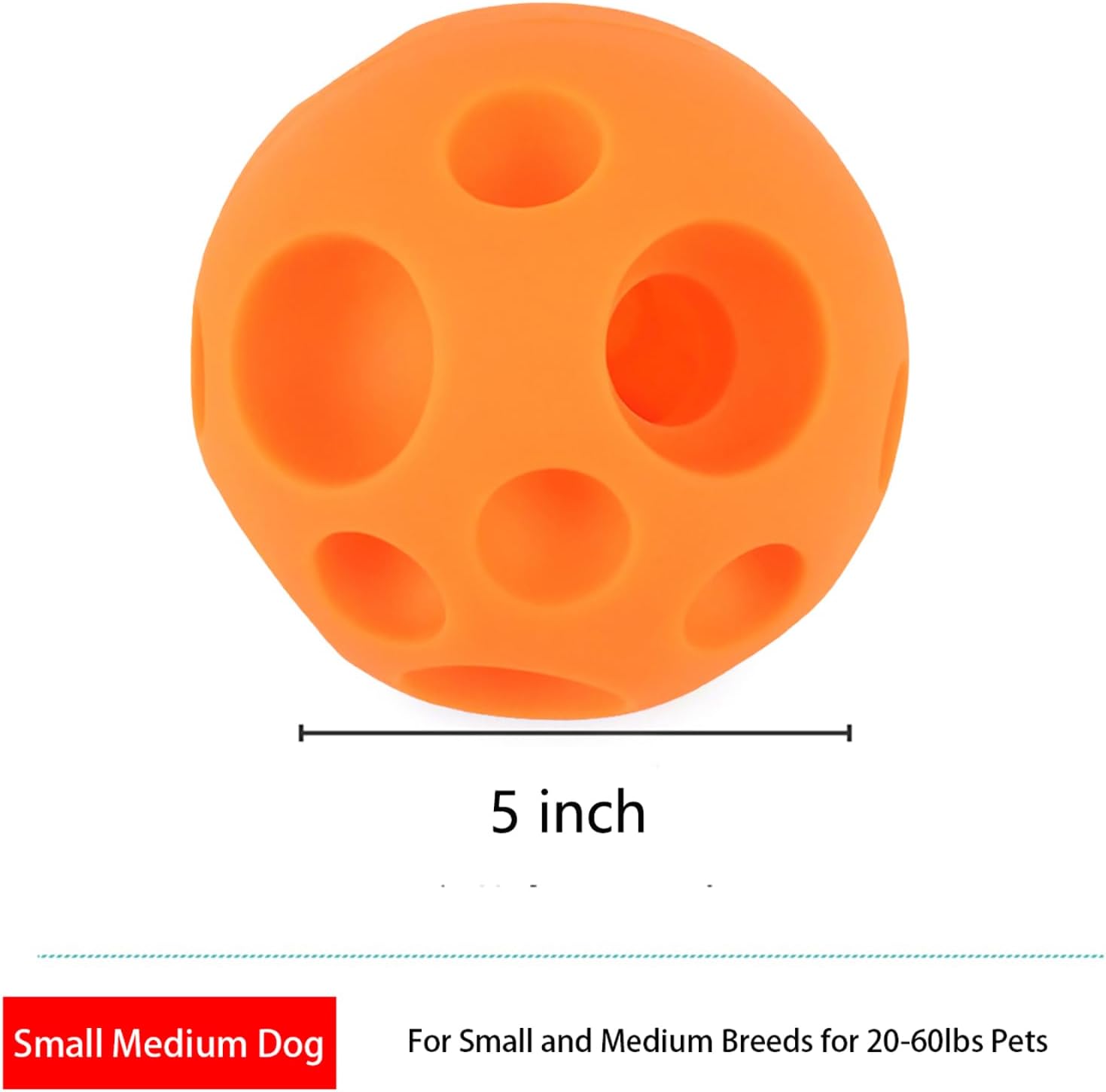 Dog Toy Balls, 5 Inch Treat Tricky Ball Food Dispensing Toys Tricky Fun Interactive Dog Toy Food Dispenser Toy Puzzle Toy Ball Dog Chew Toys Ball for Large Medium Slow Feeder Dog Bowls(Orange) - Image 2