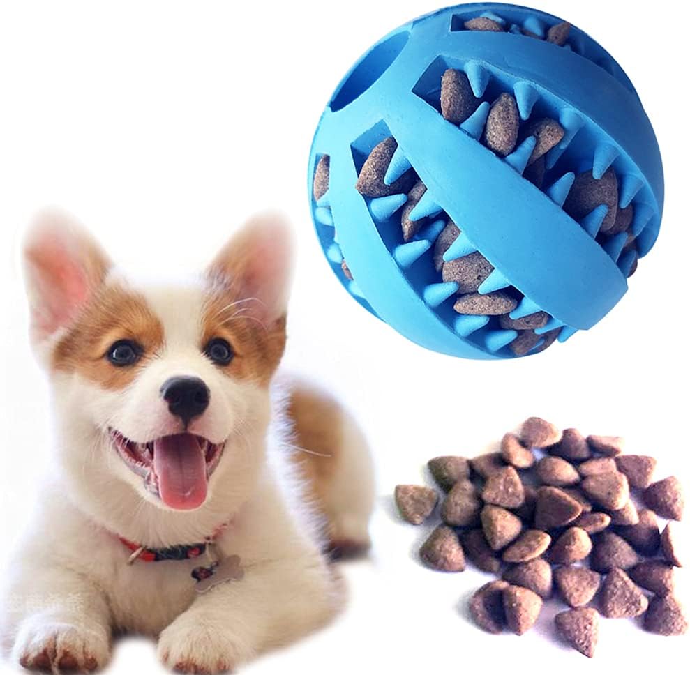 Dog Treat Toy Ball, Dog Tooth Cleaning Toy, Interactive Dog Toys(1 Green+1 Blue) 2.8" Pack of 2 - Image 2