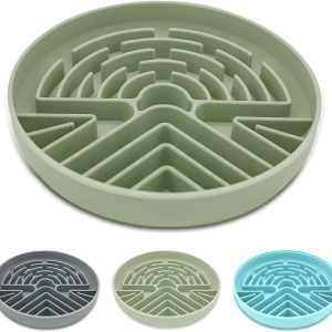 Slow Feeder Dog Bowl for Large & Small Pets, Anti Choking Puzzle Dog Food Bowl with Non-Slip Base, Interactive Pet Slow Eating, Silicone Cat Feeder for Puppies & Cats(Grey Green)