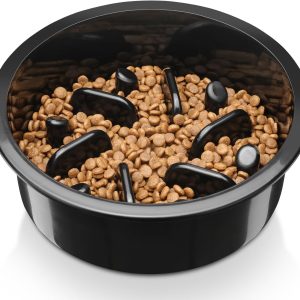 Slow Feeder Dog Bowl, Slow Down Eating Anti-Choking Bloat Stop Maze Design Dog Dishes Fit for  Bowl Stand , Black
