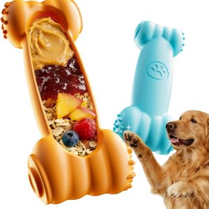2-Pack Freeze Toys for Dogs Slow Feeder Lick Bone Indestructible Chew Toy
