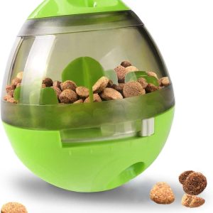 Puppy, Small Dog Breeds, and Cat Treat Ball, Slow Pet Feeder, Boredom Buster, Adjustable Food Dispenser, Ends Naughty Chewing and Bloat, Encourages Exercise, Interactive Puzzle Feeder, 4.6”