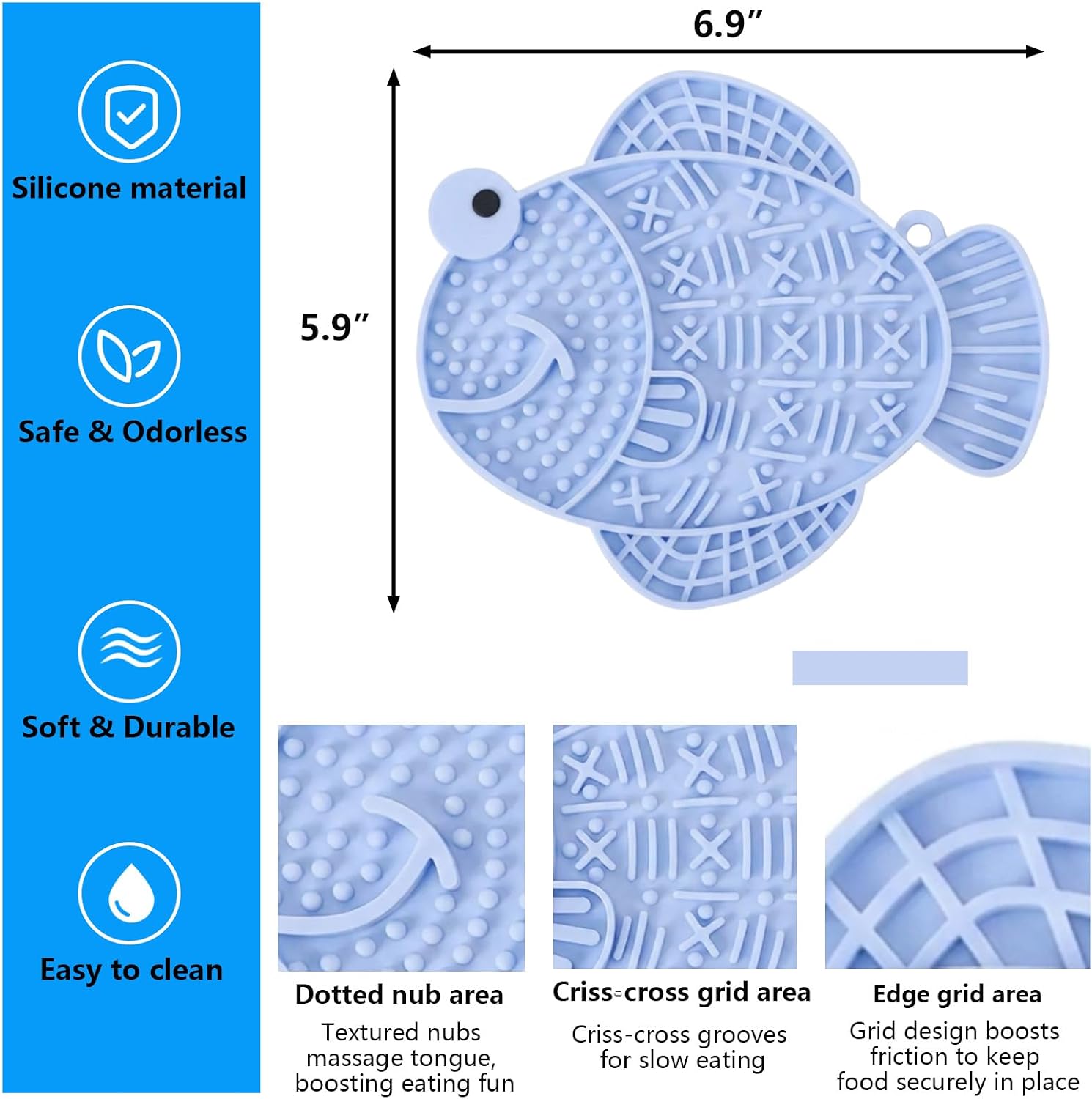 Cat Slow Feeder Fish Lick Mat with Suction Cup for Anxiety Relief - Image 2