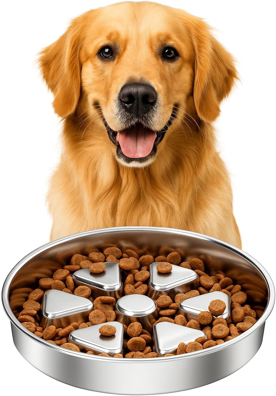 304 Stainless Steel Slow Feeder Dog Bowls, 2.5 Cups Capacity
