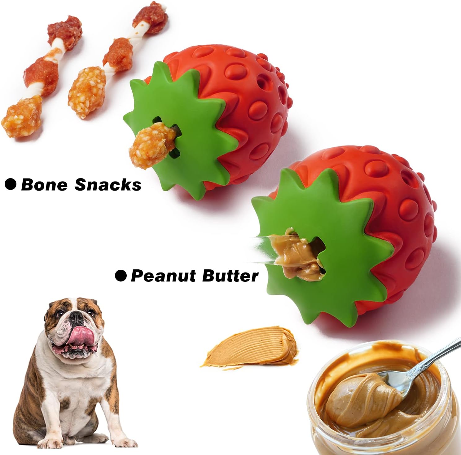 Dog Rubber Chew Toys,Treat Food Dispensing Toy Puzzle Toys Ball - Image 2