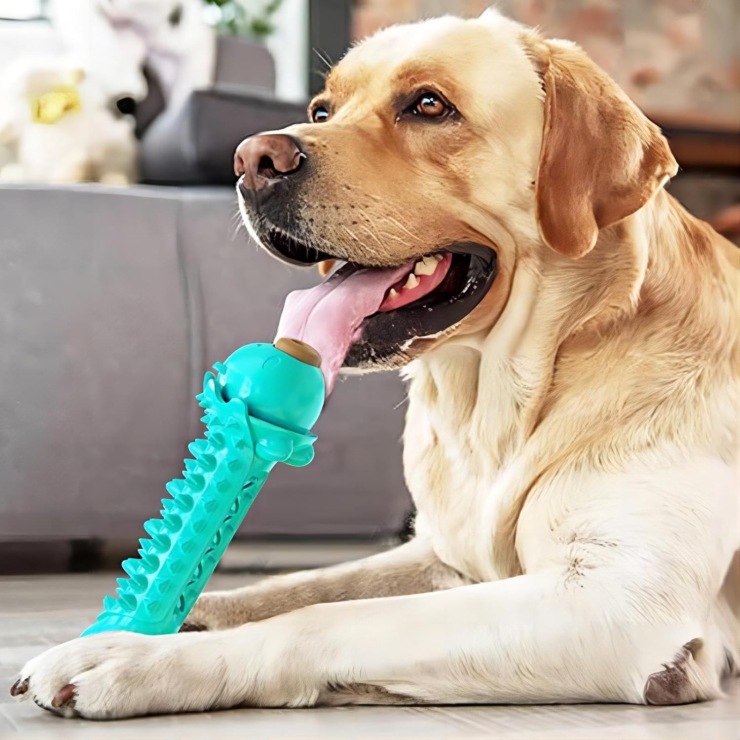 Dog Chewing & Treat Dispensing Toy with Three Cookies, Interactive Dog Bone Puzzle Toy, Wear-Resistant and Non-Slip, Pet Treat Dispensing/Teeth Grinding/Teeth Cleaning/Gnawing Toy. (Lake Blue) - Image 2