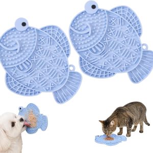 Cat Slow Feeder Fish Lick Mat with Suction Cup for Anxiety Relief