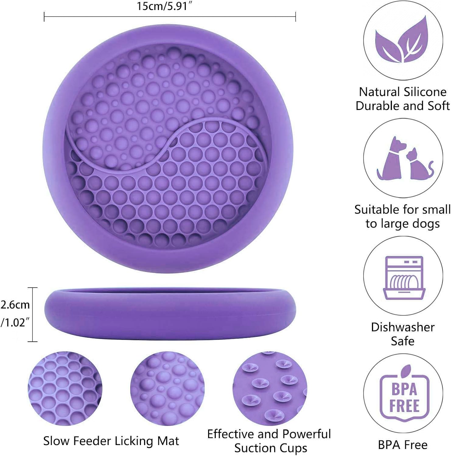Dog Lick Bowl, Non-Slip Lick Mat Slow Feeder for Dogs & Cats - Image 2