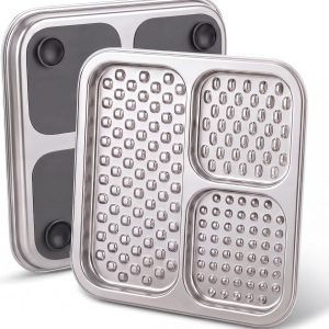 Stainless Steel Lick Mat for Dogs & Cats, Large Non-Slip Slow Feeder Pad with Suction Cups, Chew-Proof Dog Licking Mat for Anxiety Relief, Bathing & Grooming Time